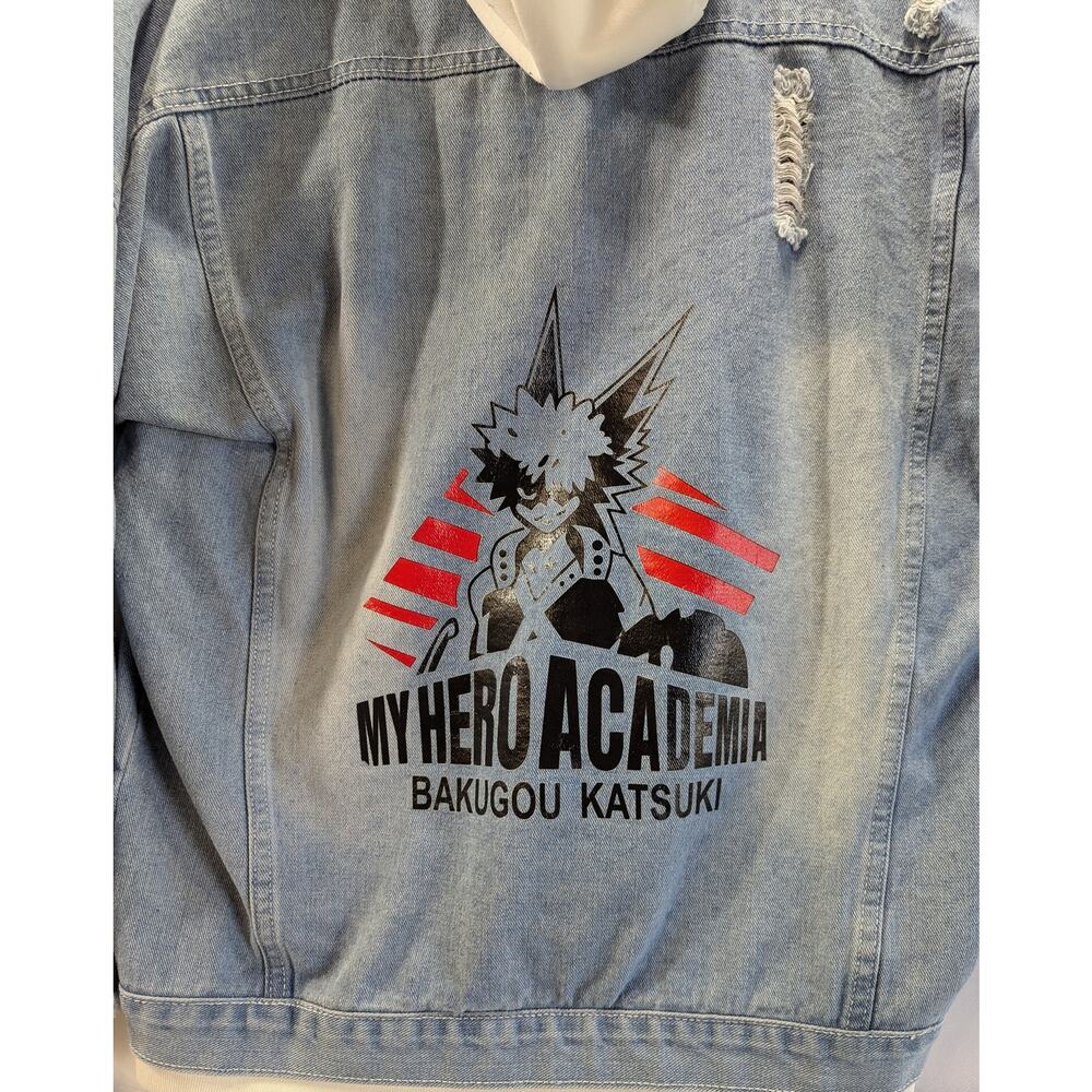 My Hero Academia Bakugou Katsuki Anime Denim Jacket Size 2XL
